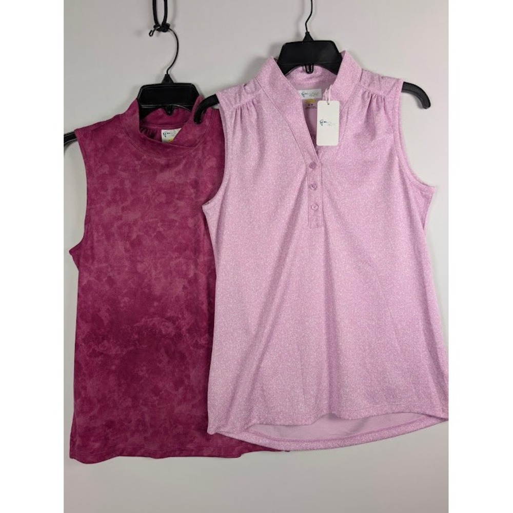 2-Pack Greg Norman Sleeveless Golf Top Womens M Pink Burgundy Mature Mom Grandma